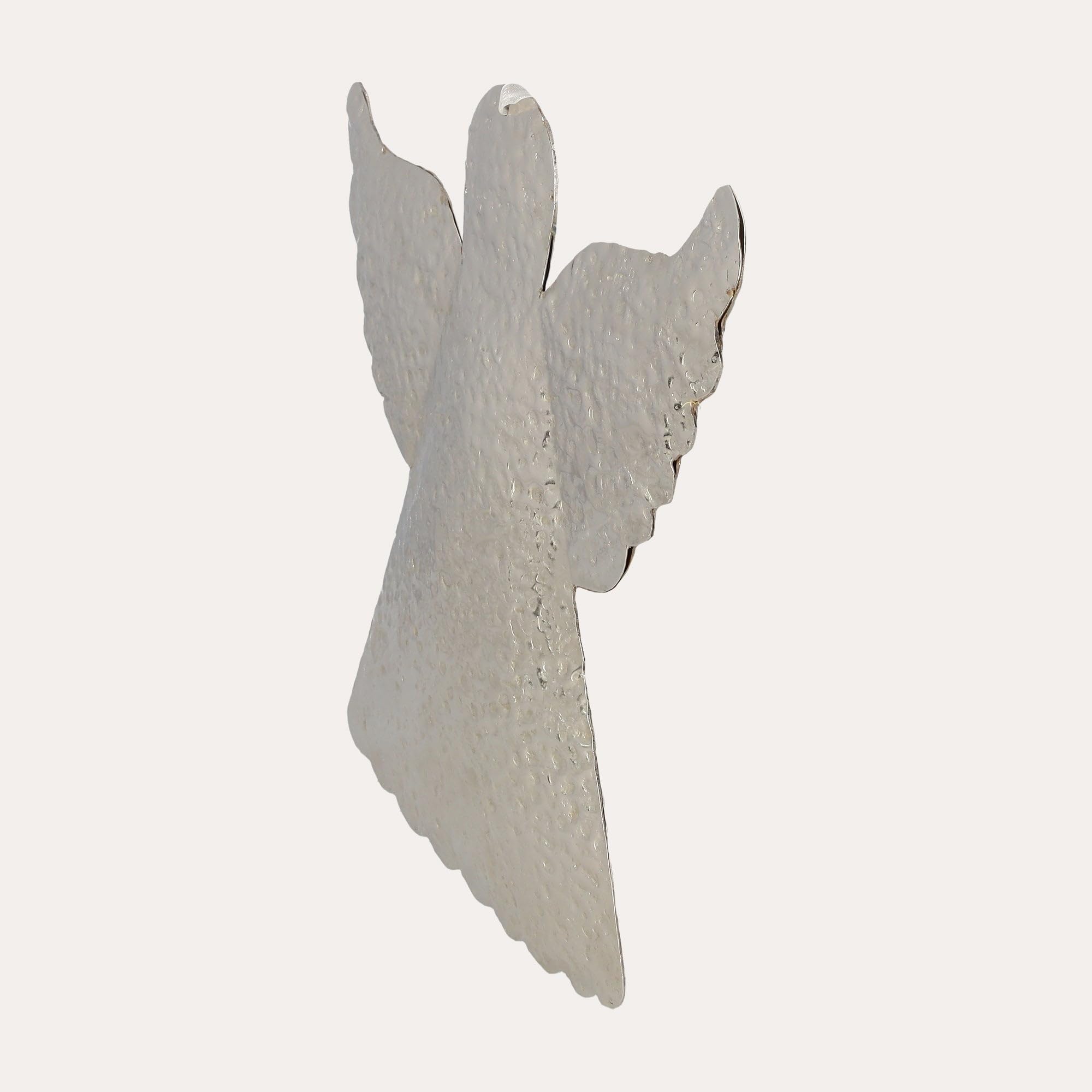 Keyhomestore -Ozdoba bożonarodzeniowa w kształcie anioła, wykonana z metalu, kolor srebrny, błyszczący z zawieszką o wysokości 30 cm, idealna dekoracja choinkowa