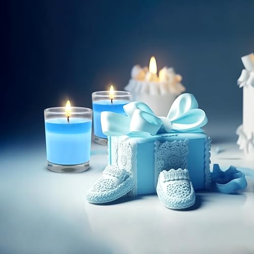 Miniatura 4 de Juego de 20 velas votivas Babyblue con relleno de vidrio transparente sin perfume de cera de soja para el hogar, spa, bodas, vacaciones, baby