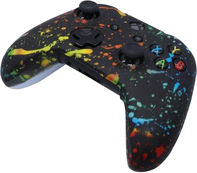 RALAN Controller Skin for Xbox One, Anti-Slip Silicone Controller Cover Protector Case Compatible for Xbox 1 Wireless/Wired Gamepad Joystick with 4 Thumb Grips Caps and Black Pro Thumb Grip x 8