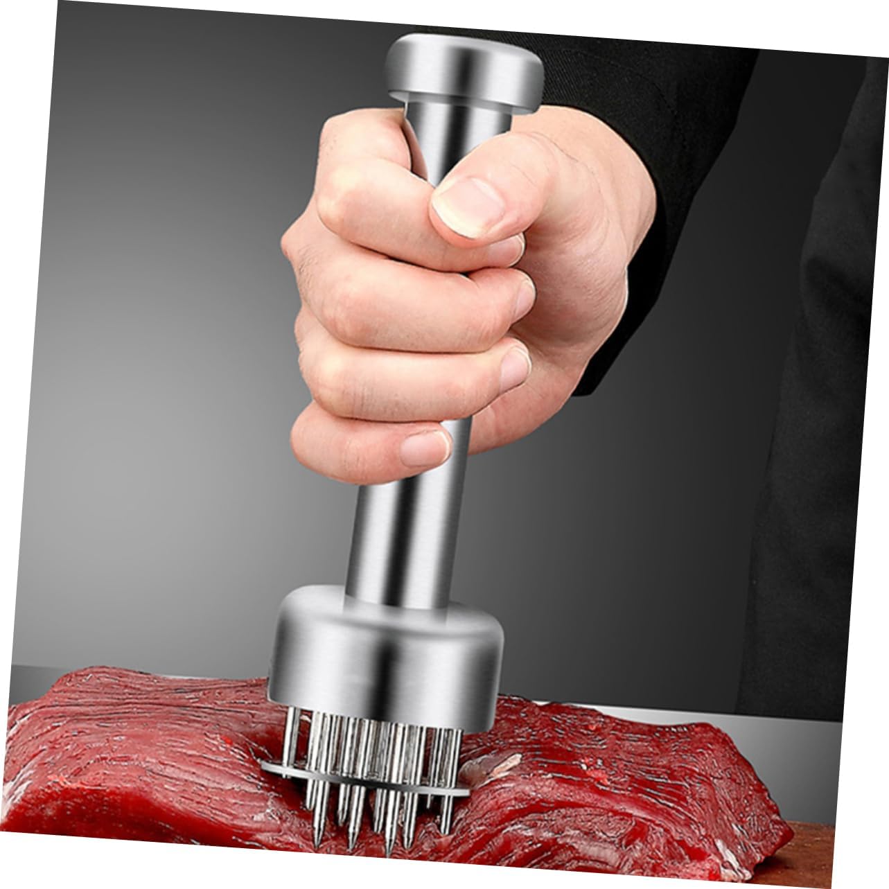 PRETYZOOM 1pc Stainless Steel Meat Tenderizing Needle Tool Heavy Duty Meat Pounding Device for Poultry Beef and Fish Non- Handle for Easy Use Kitchen Essential for Quick Cooking