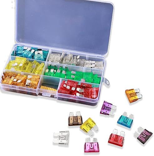 Kit surtido de fusibles estándar de 120 piezas, 5A, 10A, 15A, 20A, 25A, 30A, mediano, colorido, para automóvil, barco, camión, SUV, automotriz