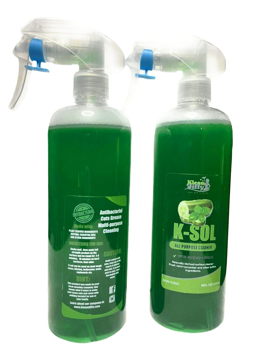 K-SOL (2) - Multi Surface Cleaner, Everyday Cleaning Solution for Countertops, Walls, Bathroom & Kitchen etc. - Cucumber Mint Scent (16 fl Oz)