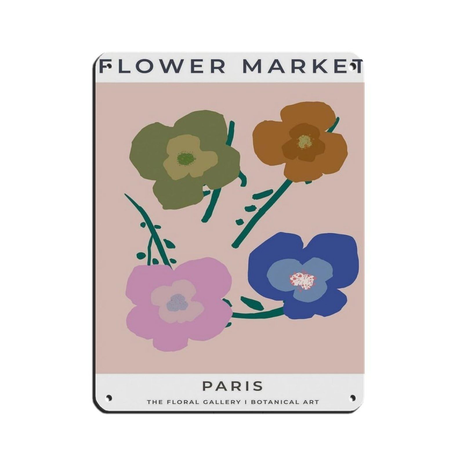 Paris Travel Poster, Abstract Flower Poster Retro Poster Metal Tin Sign Chic Art Retro Iron Painting Bar People Cave Cafe Family Garage Poster Wall Decoration 12x16inch(30x40cm)