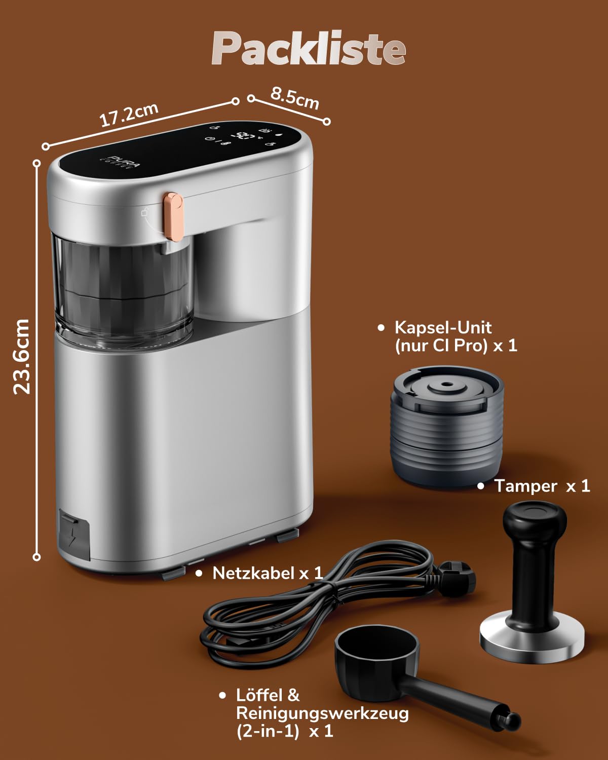 2 en 1 Expresso Machine a Cafe Portable, Chauffe Instantanée&20 Bars, Petite Machine Espresso Electrique Compatible avec les capsules NS et le café moulu pour camping et intérieur