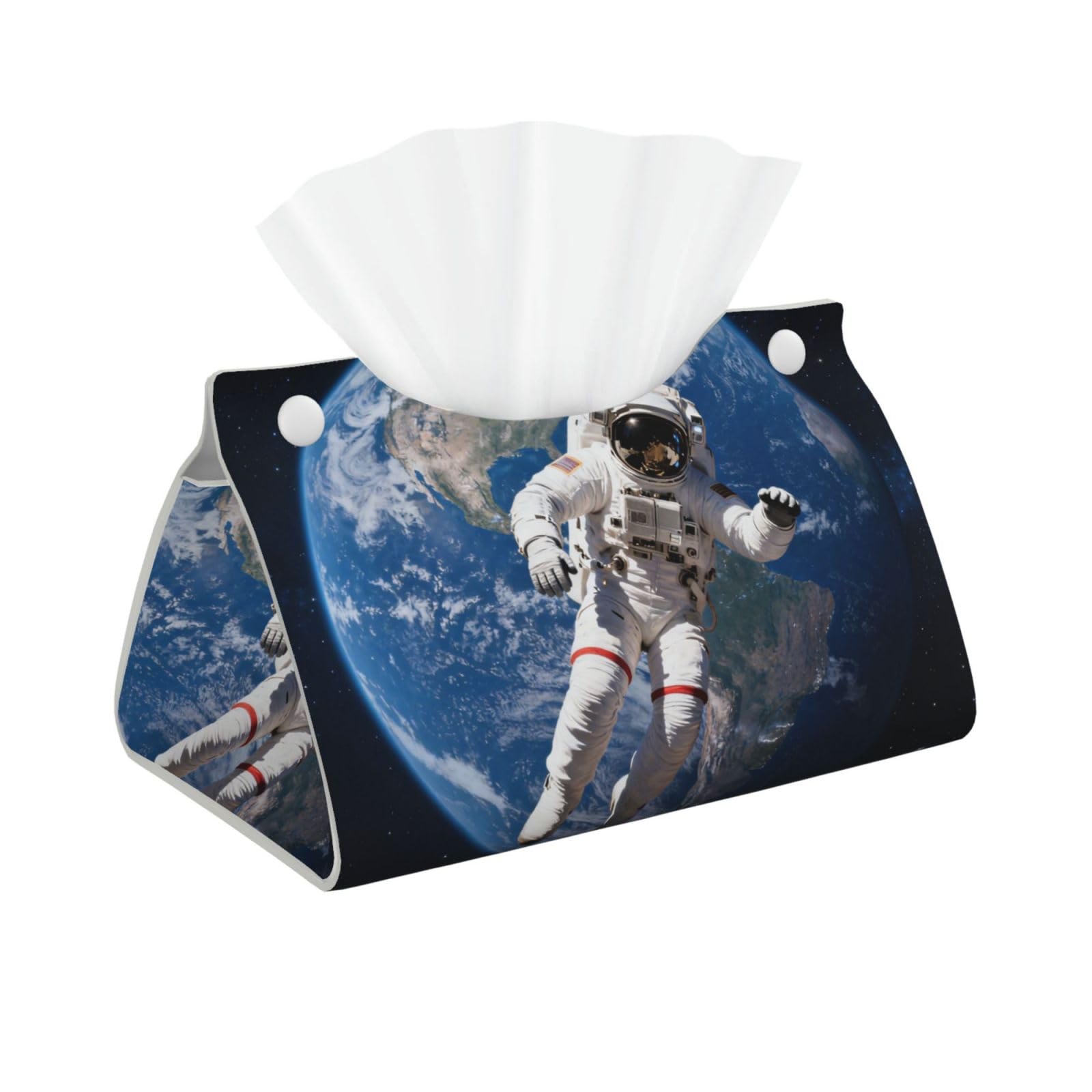 Astronaut Floating Space Long Leather Tissue Box Cover-Waterproof PU Leather Tissue Holder for Bathroom, Decorative Rectangular Tissue Case