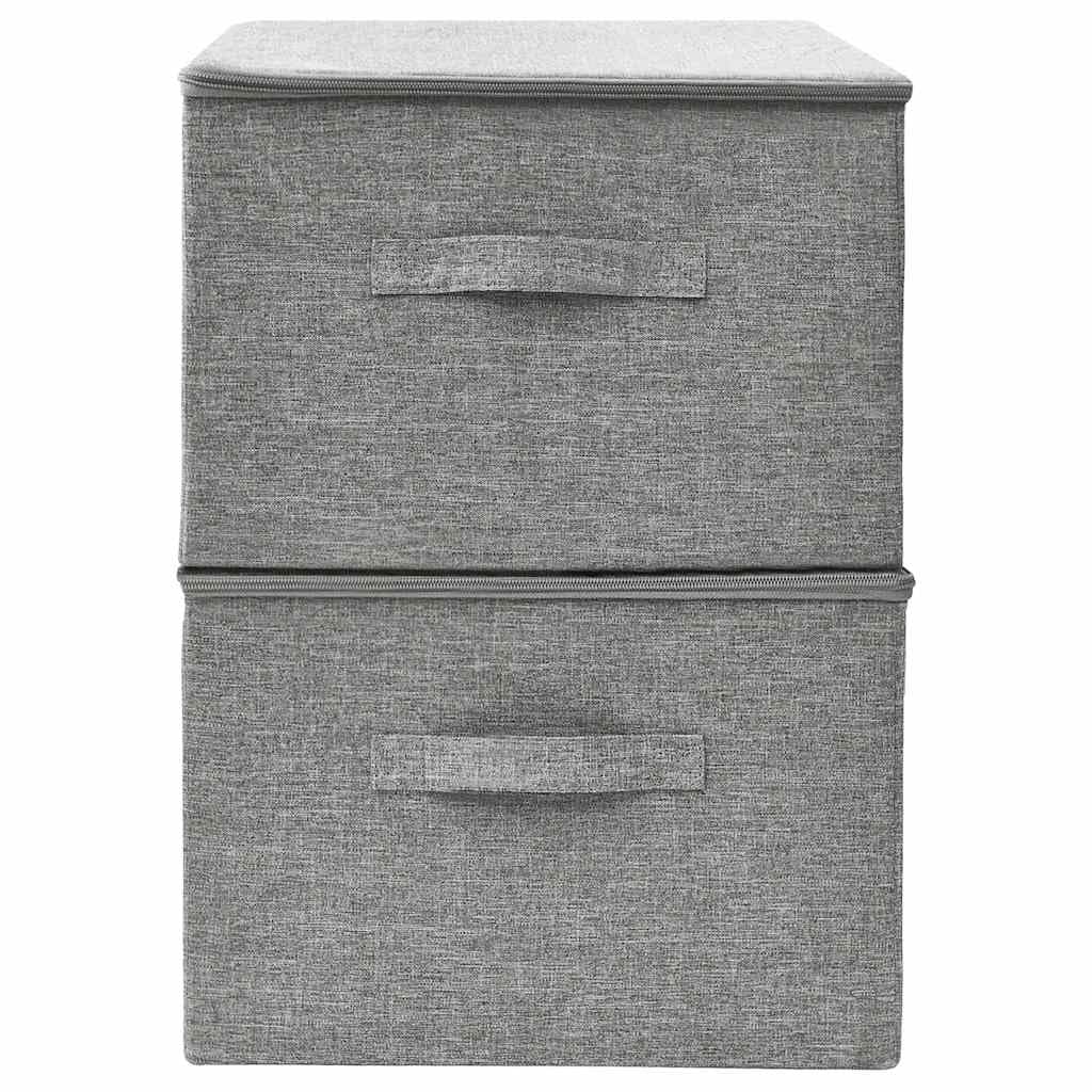 Faltbare Aufbewahrungsboxen 2er Set Stoff Grau 43 x 34 x 23 cm mit Griff für Schrank Regal Schublade Wohnzimmer Schlafzimmer Büro, platzsparend für Ordnung im Alltag