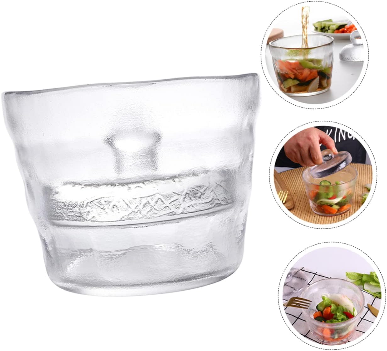 VALICLUD Heavy Duty Glass Pickle Jar with Sealing Lid Transparent Round Vegetable Storage Container for Kimchi Cabbage Cucumber Radish Glass Tank for Restaurant and Home Use
