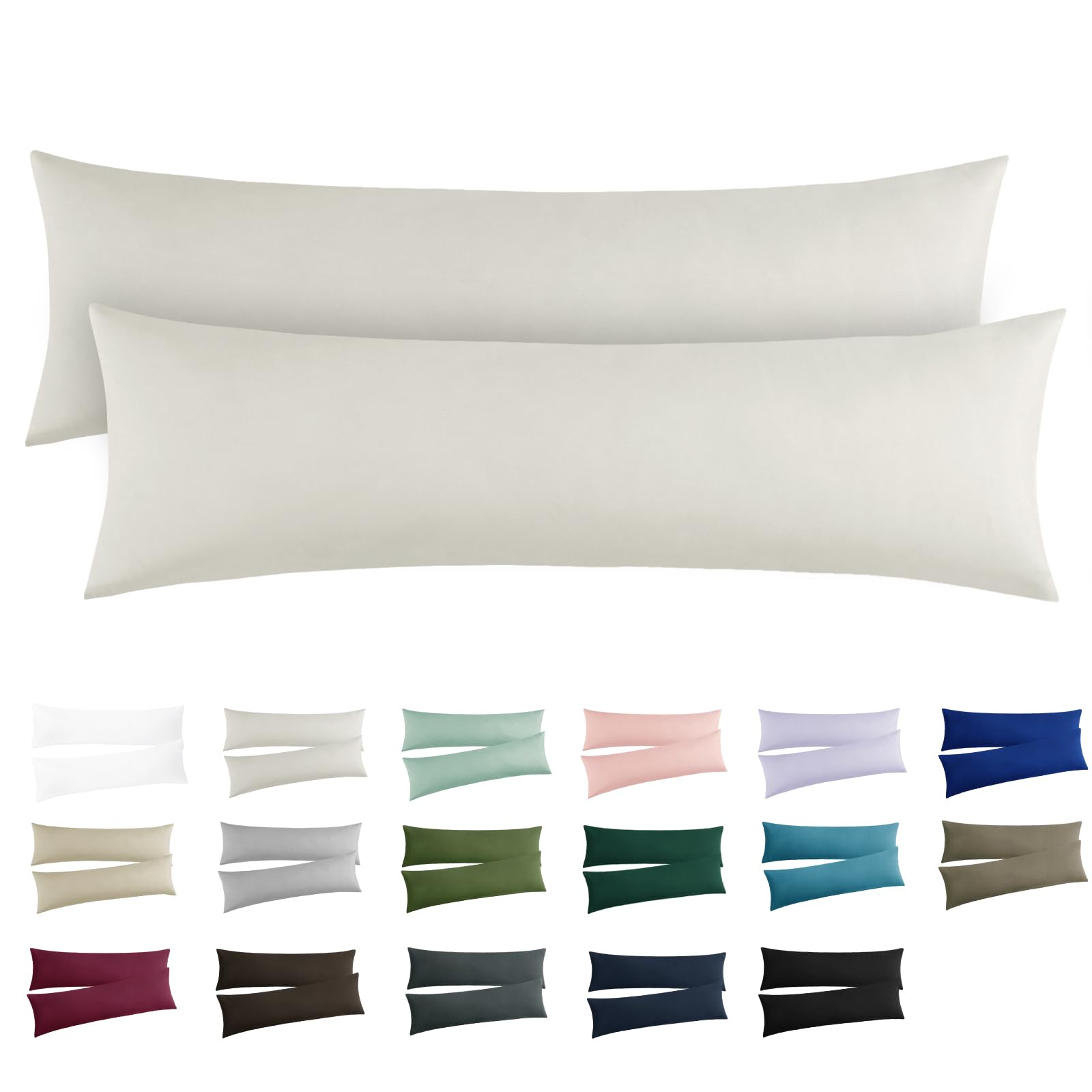 RUIKASI Kissenbezug 40x145 Beige 2er Set - Oeko Tex Seitenschläferkissen Bezug 40 x 145 cm mit Reißverschluss aus Mikrofaser, Seitenschläferkissenbezug 145x40 Pillow Case Pillow Cover