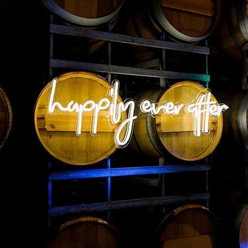 Miniatura 6 de Letrero de neón con texto en inglés "Happily Ever After", letrero de neón personalizado, decoración hecha a mano, para colgar en la pared, letrero