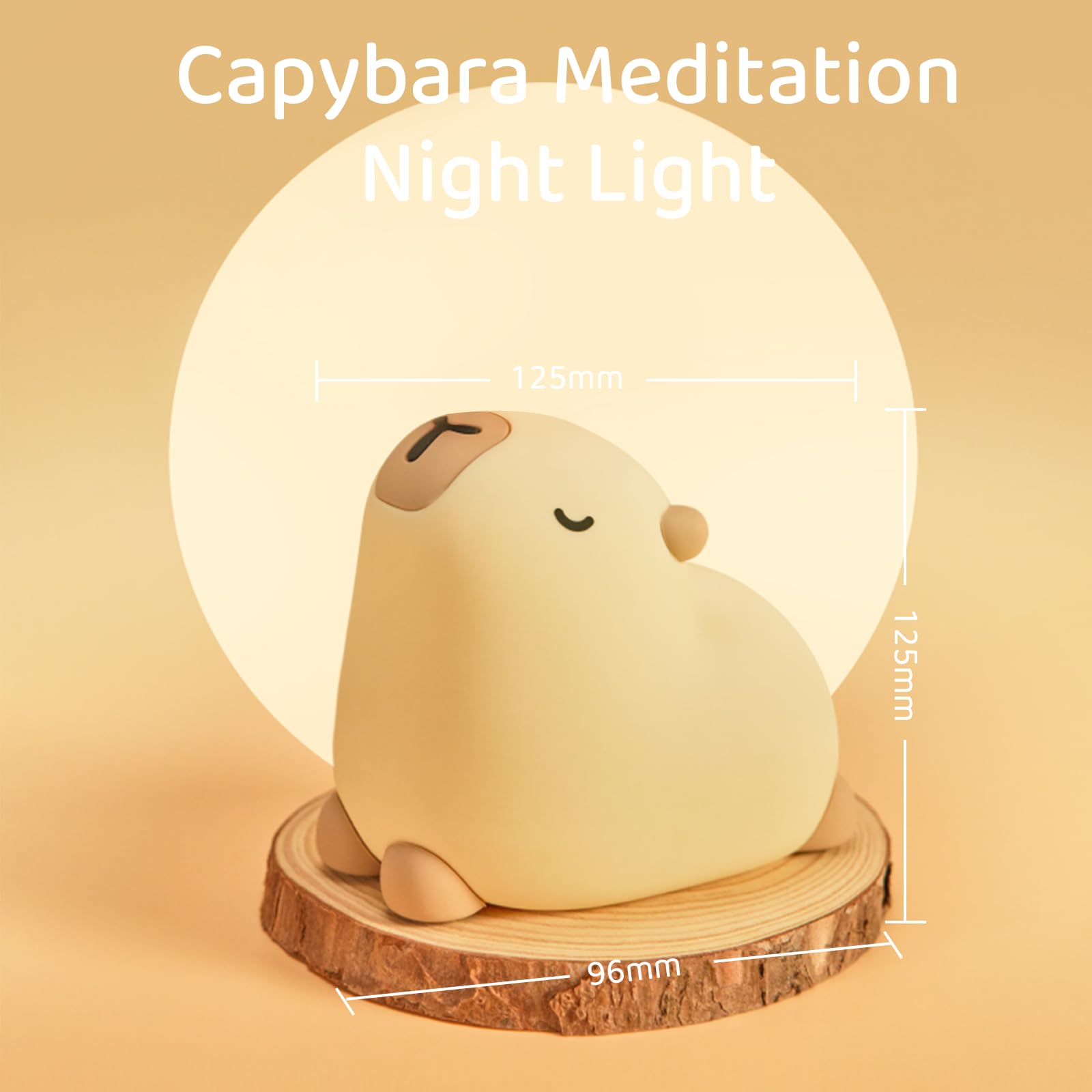 Luce Notturna LOFICOPER A Forma Di Capybara, In Morbido Silicone, Touch Control, 7 Colori, Ricaricabile USB-C, Timer, Per Bambini