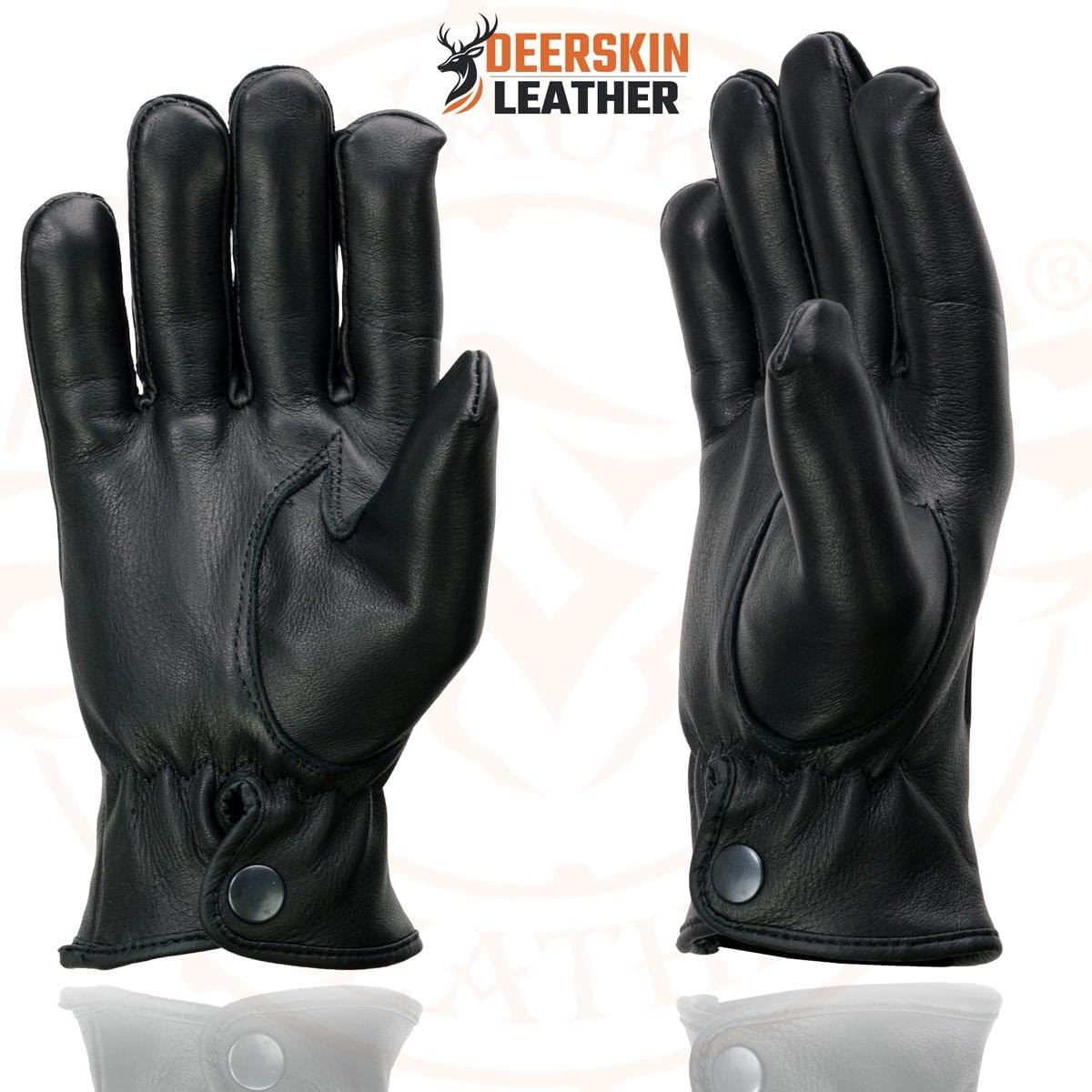 Men's Thermal Lined Deerskin Gloves w/Snap Wrist - Black