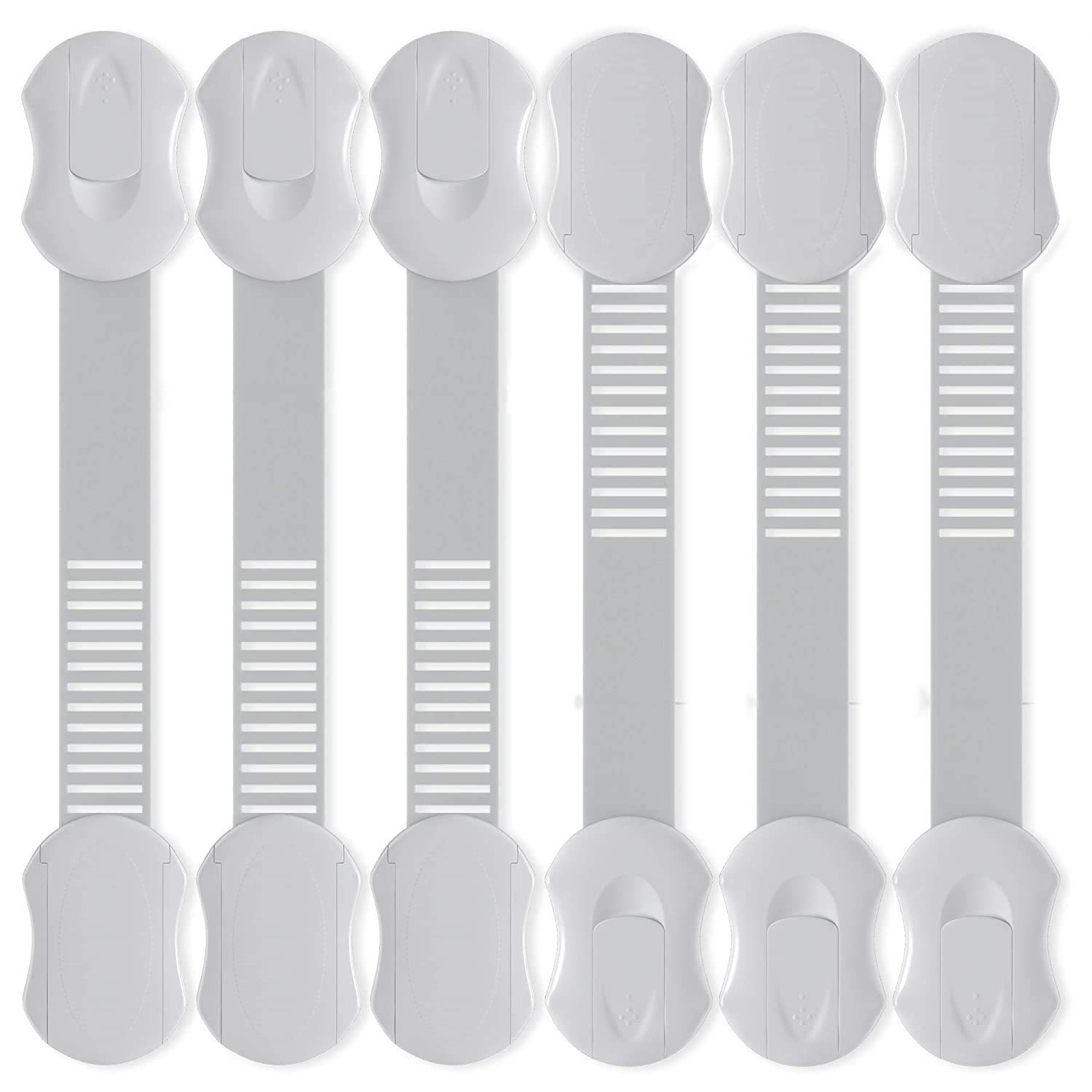 Tiny Patrol Child Proof Cabinets, Drawers, Toilet Seat, Fridge and Oven with 3M Adhesive & Adjustable Strap Latch System [EASY TO USE FOR BUSY PARENTS] Re-Usable And Multi-Purpose - 6 PACK