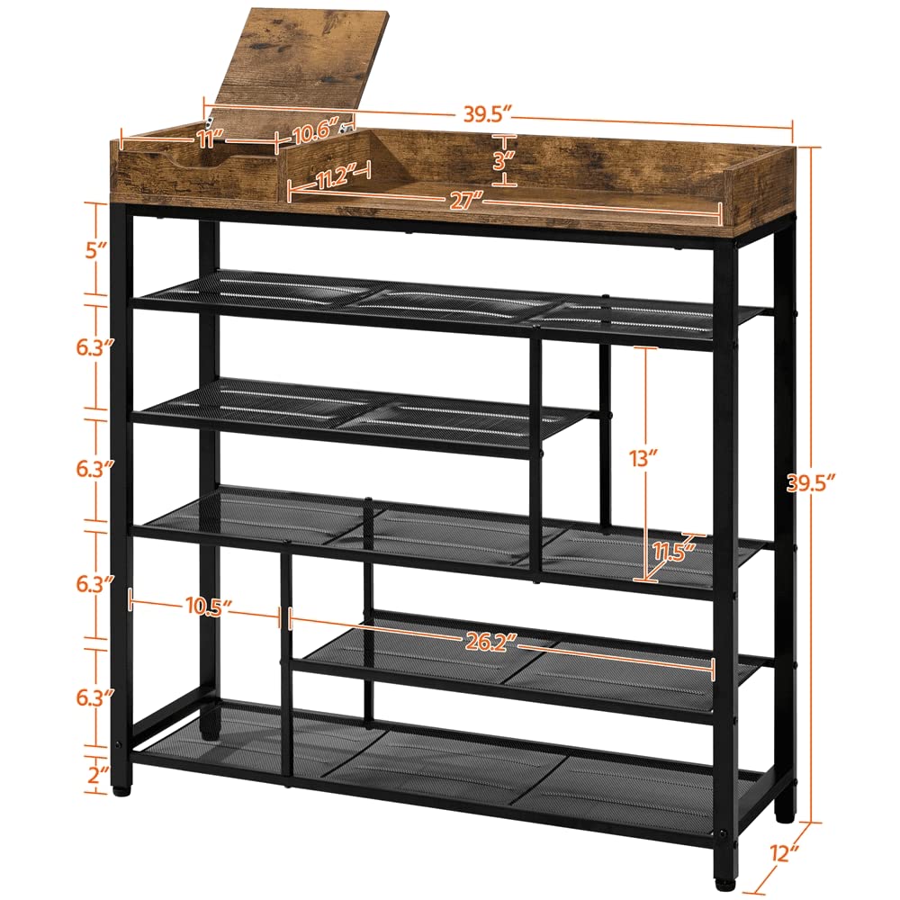 Étagère à Chaussures Meuble de Rangement de Salon Étagère à Chaussures à 6 Niveaux avec Boîte de Rangement, Étagère de Rangement, Étagère de Rangement Étagère Organisateur de Chaussures