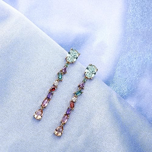 Long Crystal Dangle Earrings for Women Wedding Bridal Colorful Rhinestone Cubic Zirconia Drop Earrings for women Girls Mom Wife3