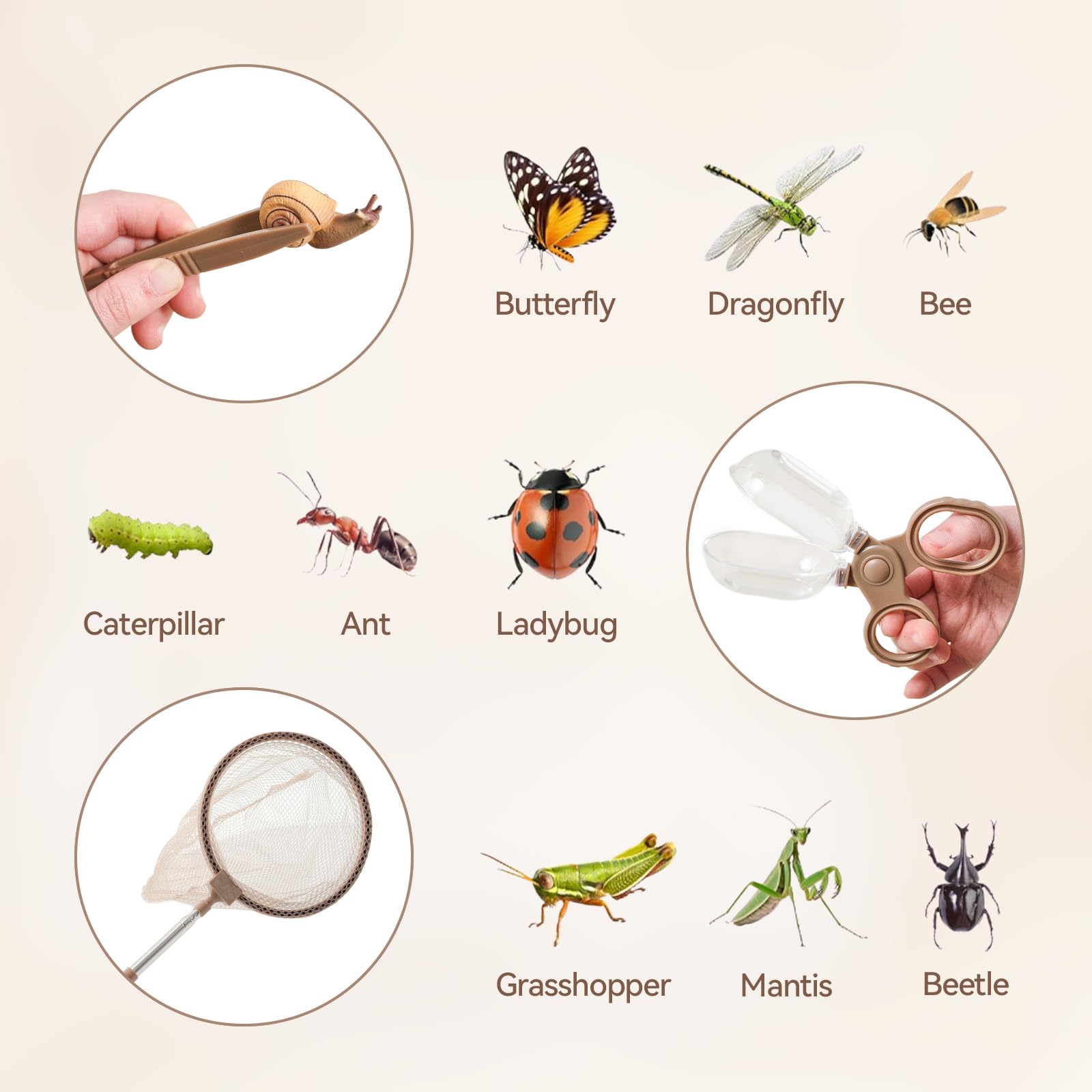 Bug Catcher Kit for Kids Explorer Kit, 10PCS Outdoor Bug Catching Kit with Magnifying Glass & Net, Adventure Set for Backyard & Camping, Fun Gift for Girls Boys