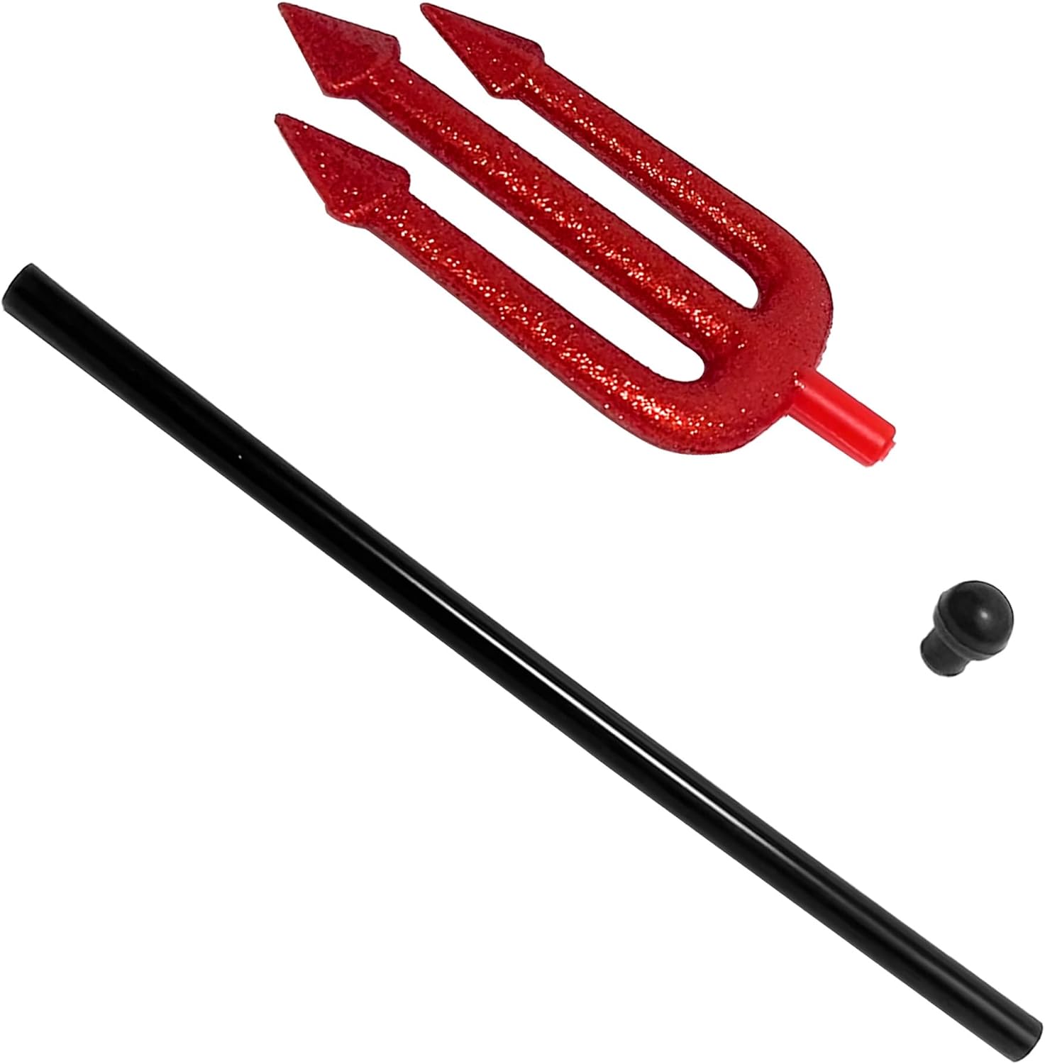 Small Devil Pitchfork Prop for Halloween Costume Accessories, Glitter Red Trident for Kids and Adults, 17.3 Inch Plastic Demon Fork, Detachable Party Toy
