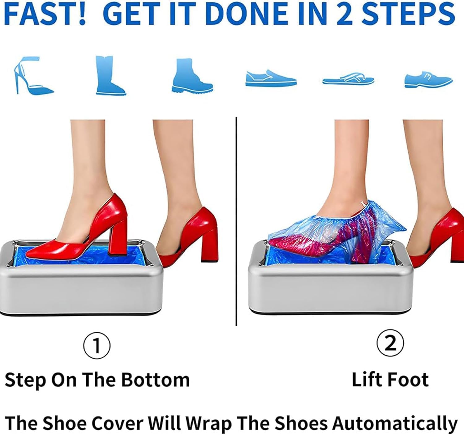 Dispensador automático de cubiertas de zapatos, máquina desechable con 100 fundas para zapatos, alfombrillas antideslizantes, máquina de envoltura de zapatos, máquina de cubiertas de zapatos para el