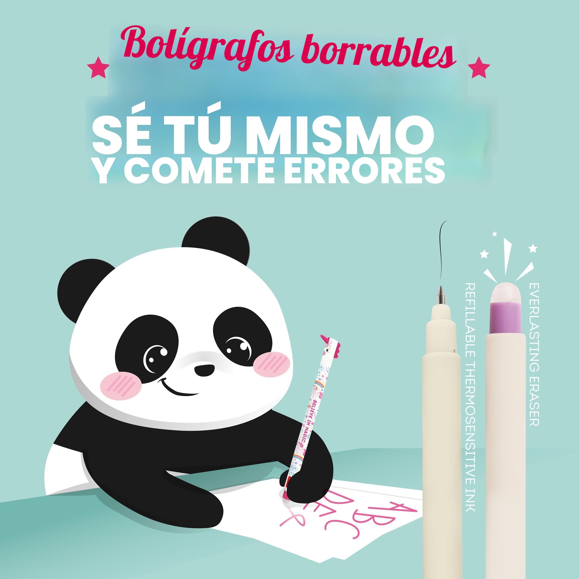 Legami Bolígrafo de gel borrable, esfera en un extremo para borrar la tinta sin estropear la hoja, tinta negra termosensible, punta de 0,7 mm de diámetro, tema del espacio.