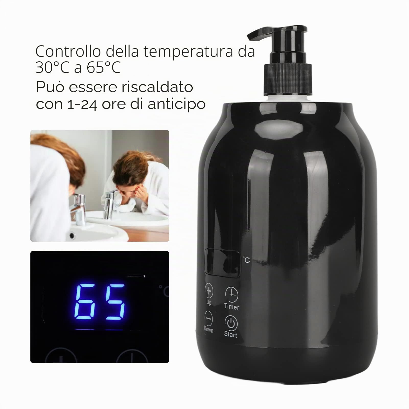 Scalda-Olio Essenziale, Scalda-Olio Massaggio, Regolazione della Temperatura del Display a LED, Scaldabiberon per Olio Massaggio Singolo, 110-240 V (Spina UE)