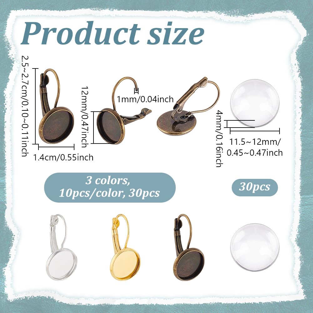 30 Set Base Orecchini In Ottone PandaHall - Con Patch Per Cabochon, DIY Gioielli