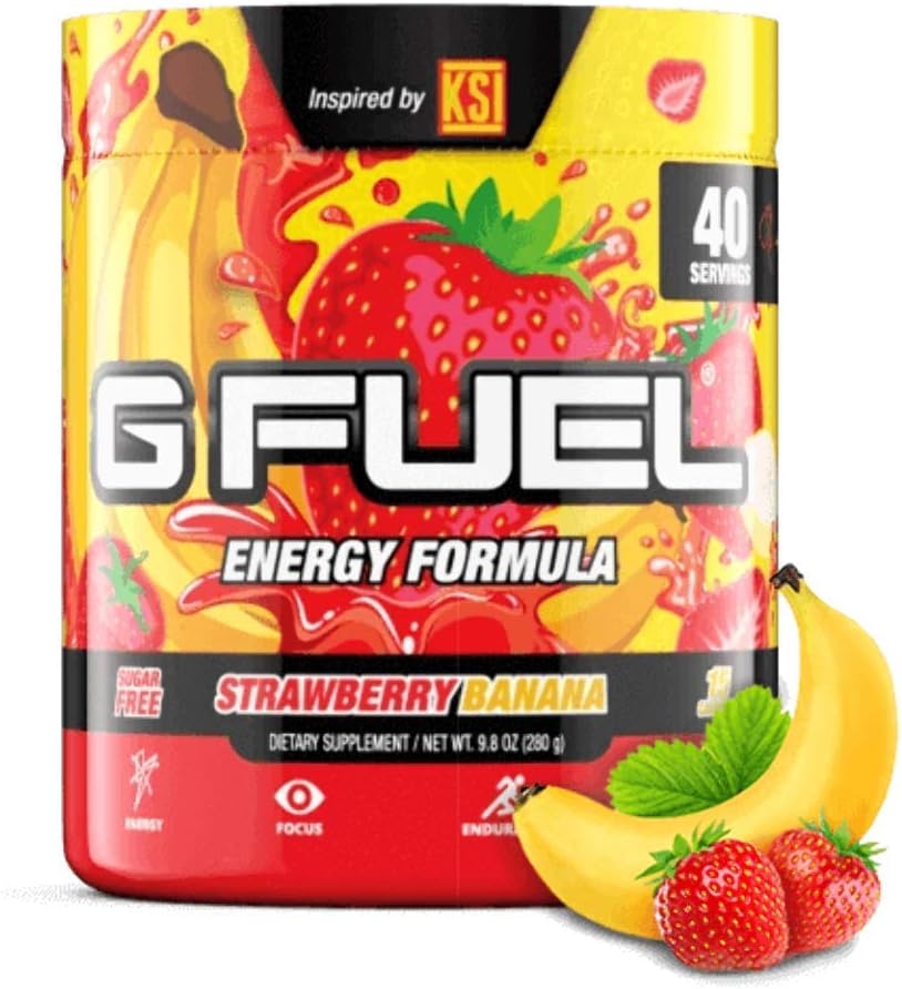 G Fuel Strawberry Banana Elite Energy Powder Inspired by KSI, 9.8 oz (40 Servings) : Health & Household