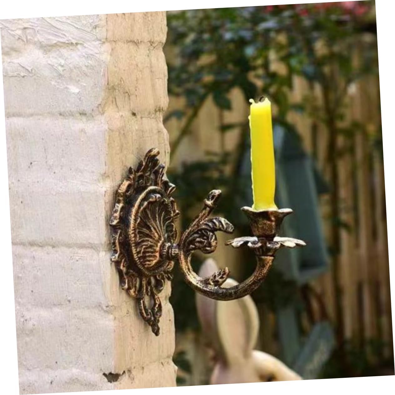 Wall Sconce Candle Holder Antique Cast Iron European Style Wall-Mounted Candle Holder for Home and Garden Decor Elegant Victorian Design for Living Spaces and Special Occasions