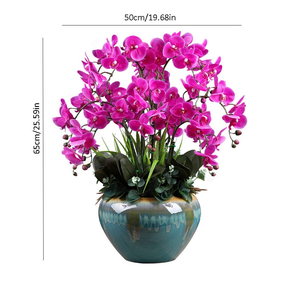 SDdPulse Künstliche Kunstblume, groß, künstliche Phalaenopsis-Blumenarrangement, künstliche Orchidee mit Keramikvase für Party, Heimdekoration, Zuhause, Büro, Küche, Schlafzimmer, Lila