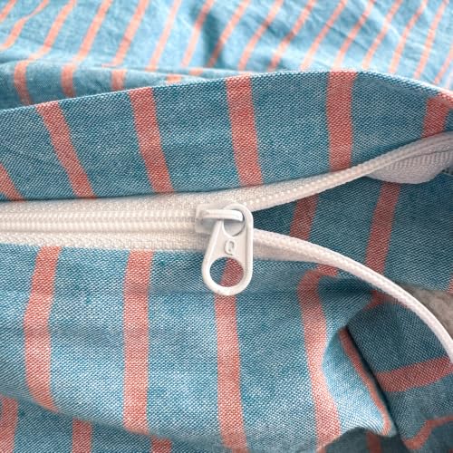 Image of Striped Duvet Cover Set Washed Cotton,Queen(90 inchx90 inch),Pinstripes Blue