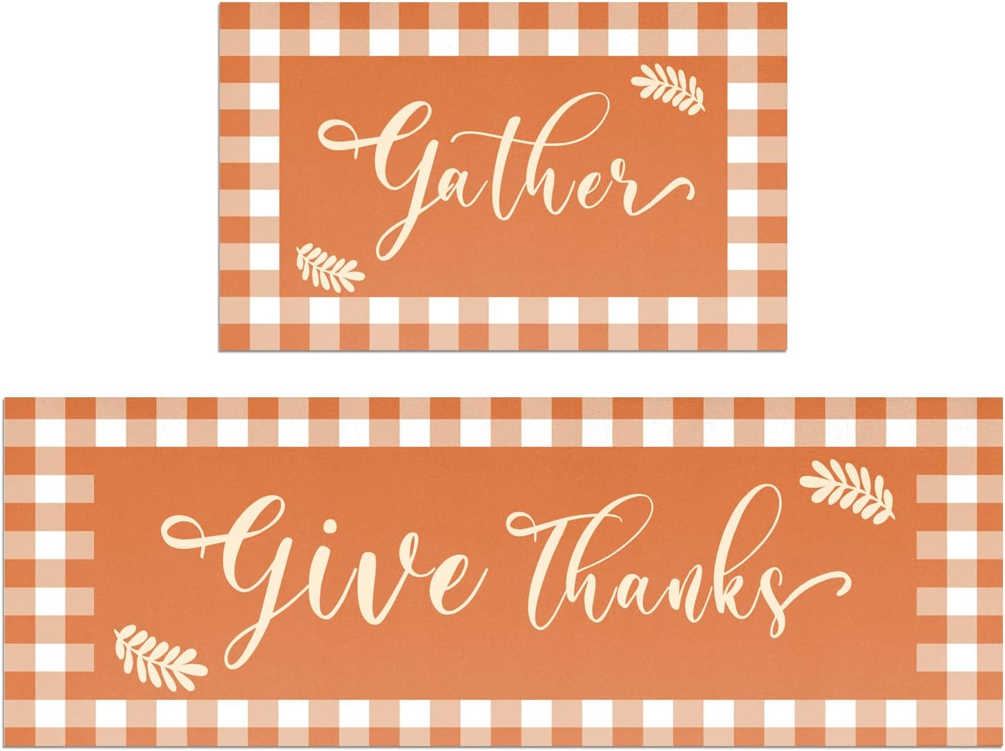 HOLVDENG Fall Buffalo Plaid Kitchen Mat Set of 2 Non Slip