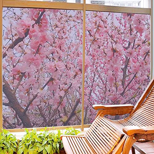 黒-ピンク 窓ガラス目隠しシート 遮光 窓 フィルム 目隠し 日本の桜の木 窓用フィルム 窓ガラス目隠しフィルム 目隠しシート 窓 めかくしシート窓 フィルム 曇りガラスすりガラス調 日本人 幅70cm×丈120cm×2枚組