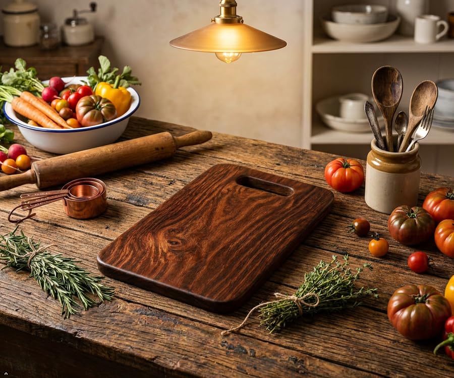 Image of Luxury Premium Sheesham Wood Chopping Board | Cutting Board & Serving Tray for Kitchen | Ideal for Vegetables, Fruits & Cheese (Standard)
