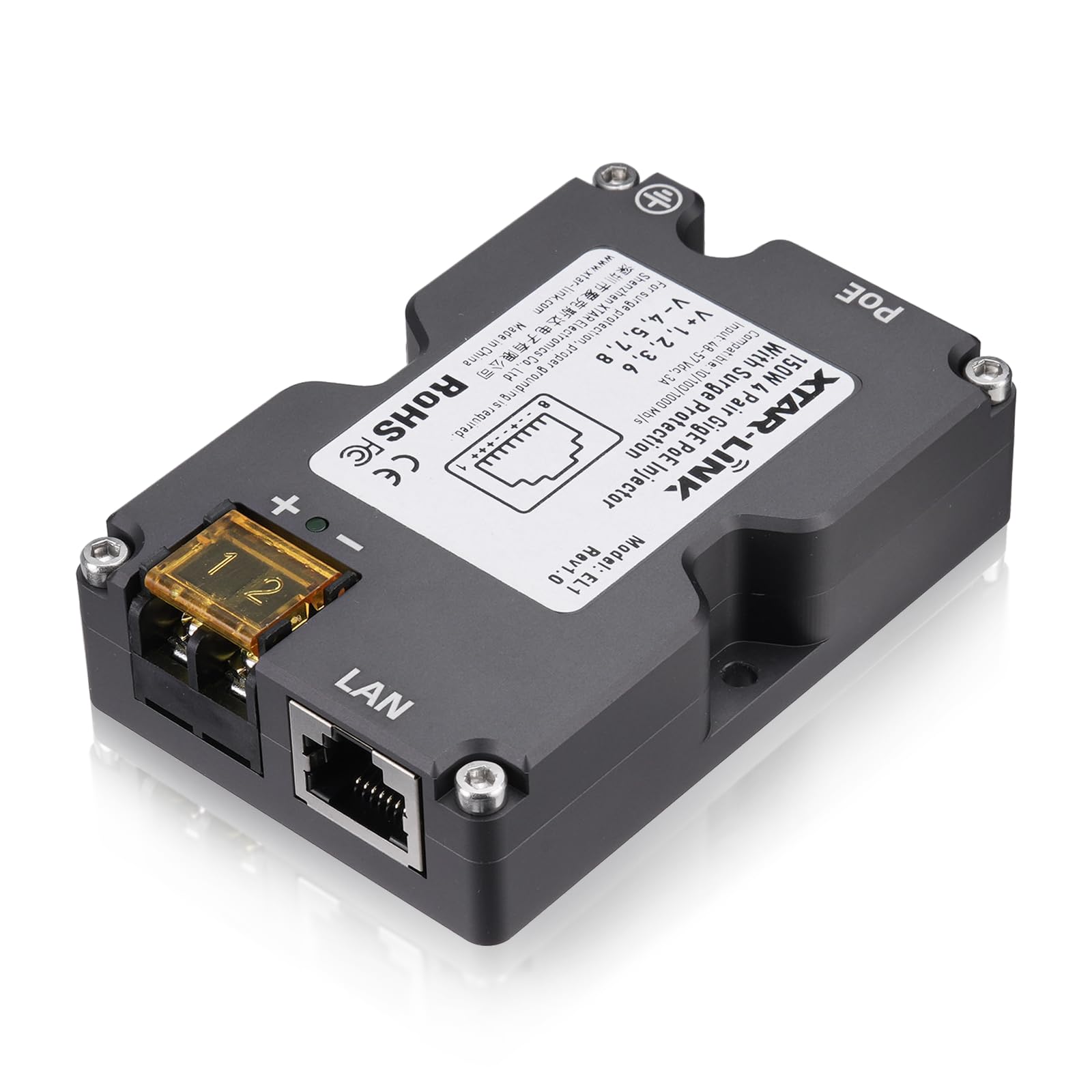 Bingfu155w GigE Passive PoE Injector for Starlink Satellite Internet Kit -Built-in Surge and ESD Protection 48-57V PoE Power Injector Compatible with Starlink Satellite Dishy Gen2 V2