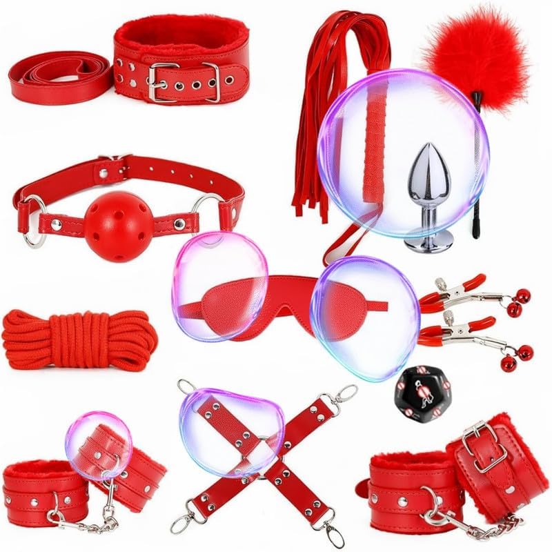 Soft and Stretchy, Yoga Supplies, Couple Gifts, Home Training Aids, Fun and Versatile 12 Piece Leather Red Set