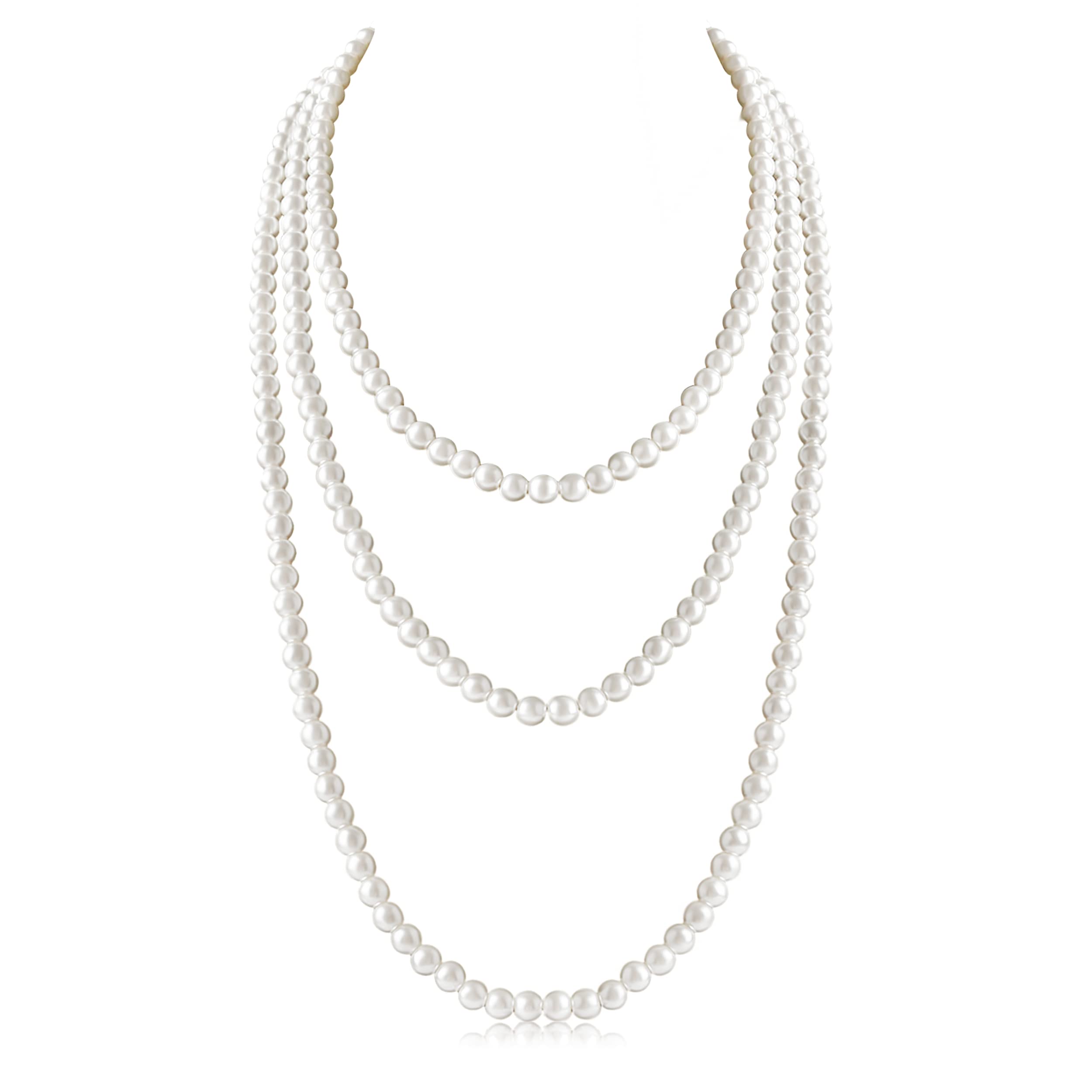 So Pretty Golden Long Pearl Necklace for Women Layered Faux Pearl Strand Necklace Costume Jewelry, 69",Diameter Pearl 8MM (B07QKK8WPM) Amazon Price History, Amazon Price Tracker