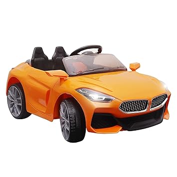 SHAKYA WORLD 12V Battery Operated Z4 Ride on Battery Car for 1 to 4 Years Kids/Children/Toddlers/Boys/Girls with Remote Control , Swing Option, Lights and Music System- Orange