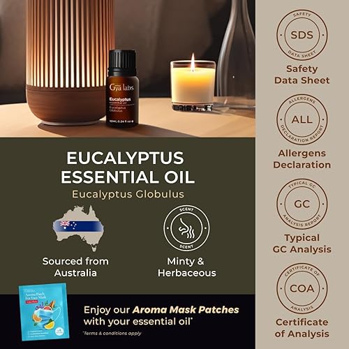 Miniatura 6 de Gya Labs Aceite esencial de eucalipto para difusor, 0.34 onzas líquidas, aceite de eucalipto natural 100% puro para piel, humidificador, fabricación