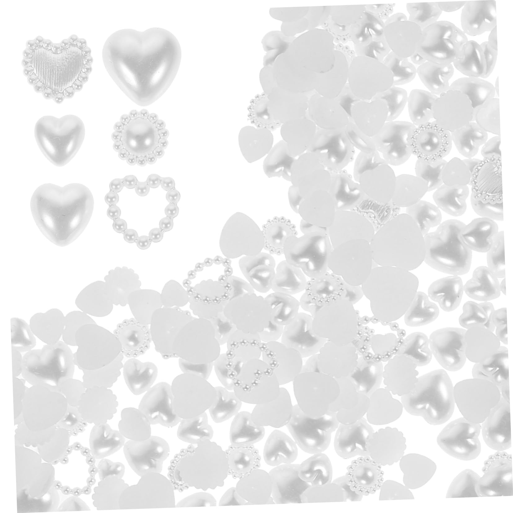 5 pezzi perline Nail Art Charms per decorazioni bianche per nail art fai da te, accessori durevoli e per gioielli per manicure e saloni di unghie