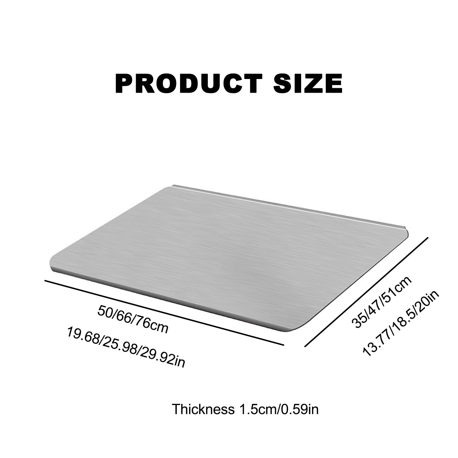 Tablas cortar diseño curvado, tablas cortar multifuncionales for cocina,tablas cortar de acero inoxidable antideslizantes, disponibles por dos lados,fáciles limpiar, aptas for amasar(76*51cm/29.96*20i