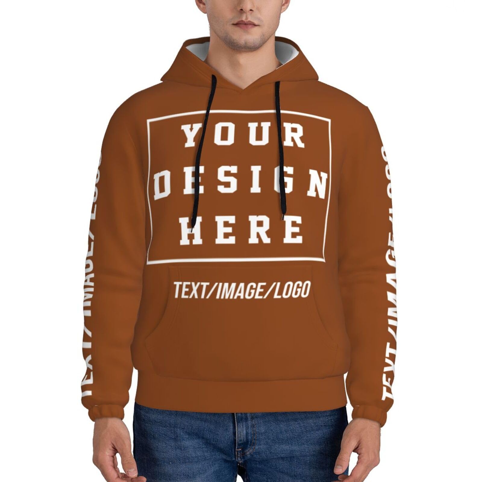 Custom Hoodies Design Your Own Custom Hoodies with Dates Face Logo Number Dog Text for Women Men Couples 3XL SaddleBrown Hoodies