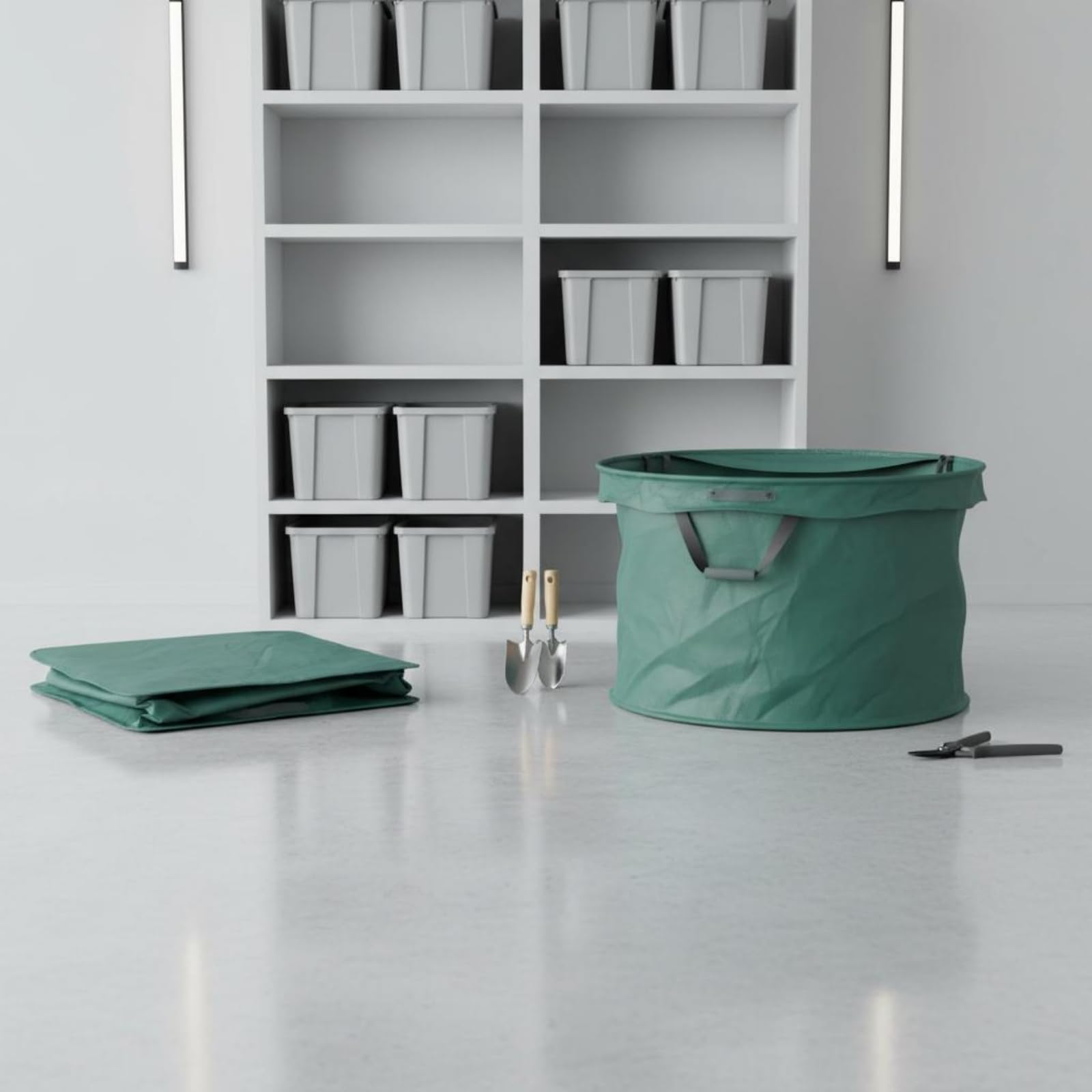 Gralara Contenedor de Hojas Plegable Bolsa Jardín Recogedor Desechos Patio Cesto Plegable Reutilizable con Apertura Semicírculo de Transporte Adecuado para, Verde Militar Grueso