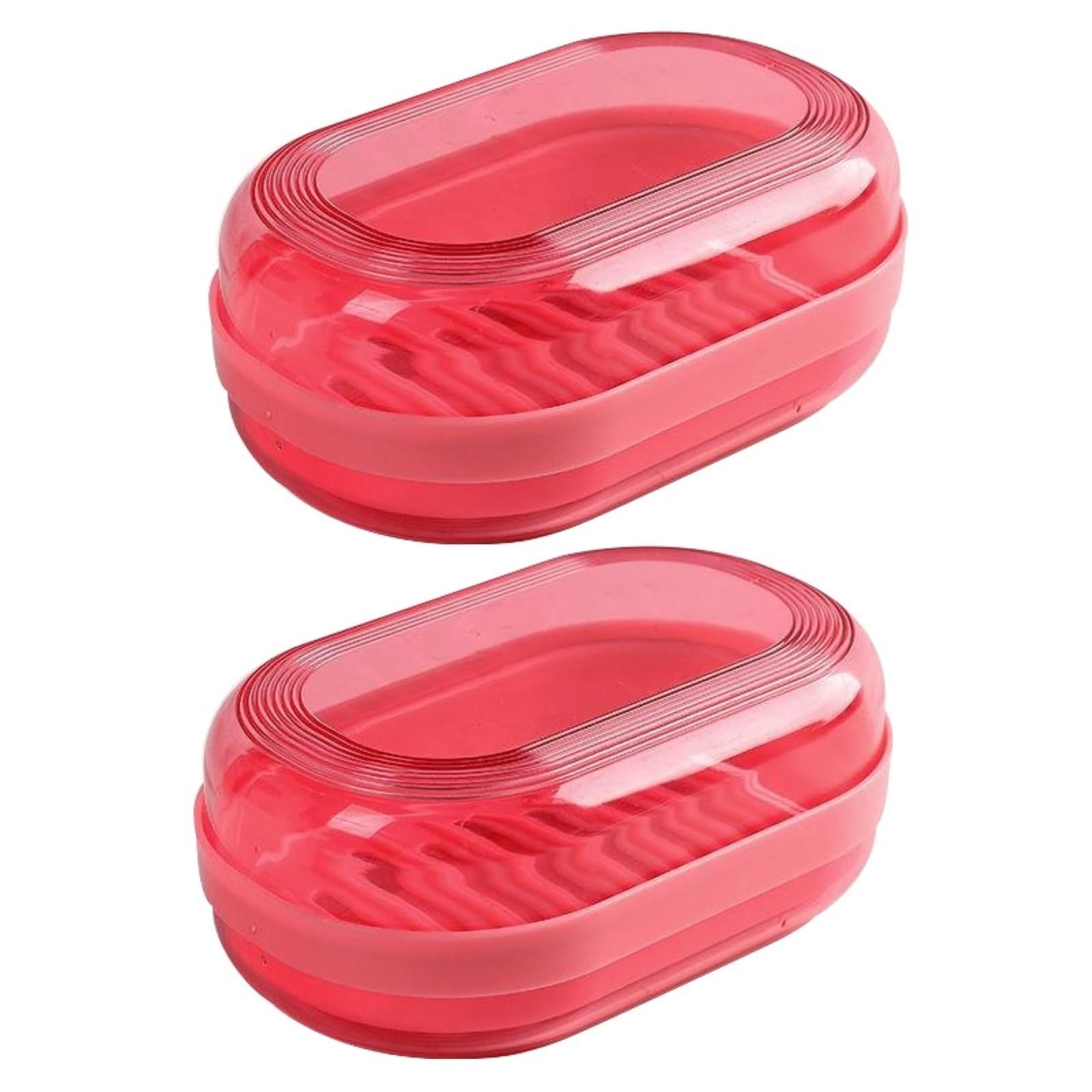 soap dish, Soap Dish With Cover Double Drain Multicolor Pack Of 2(Rood)