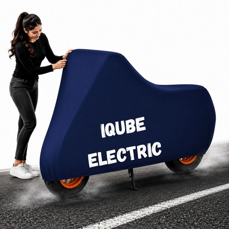 Image of Powerfull Scooty Body Cover for iQube Electric Dustproof Scratchproof - 100% Waterproof iQube Electric Cover for Two Wheeler, Outdoor Full Motorcycle Cover with UV, Duty, Rain Protection - Blue