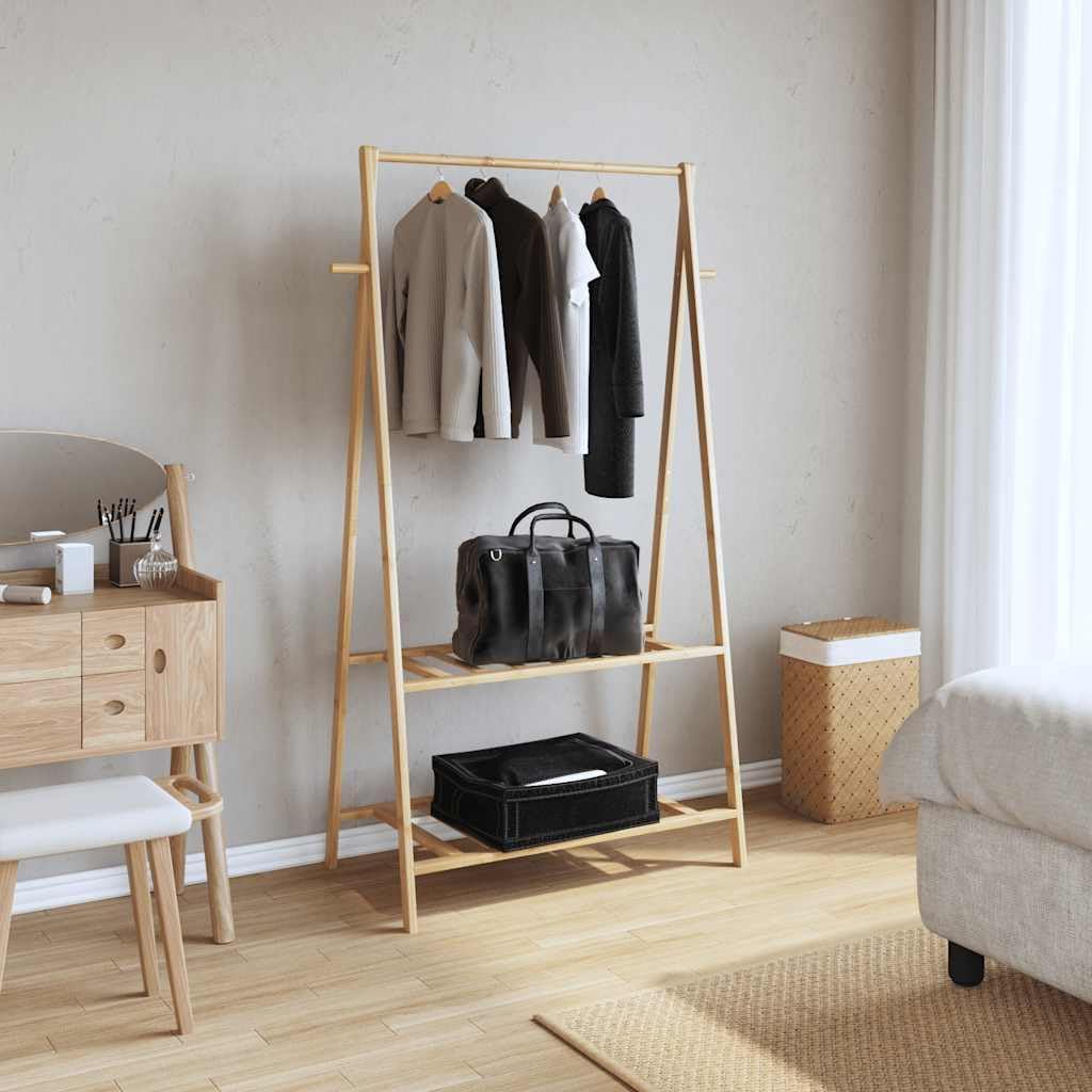 Bamboo Clothes Rack With Shelves 37.8x17.9x59.3 Inches
