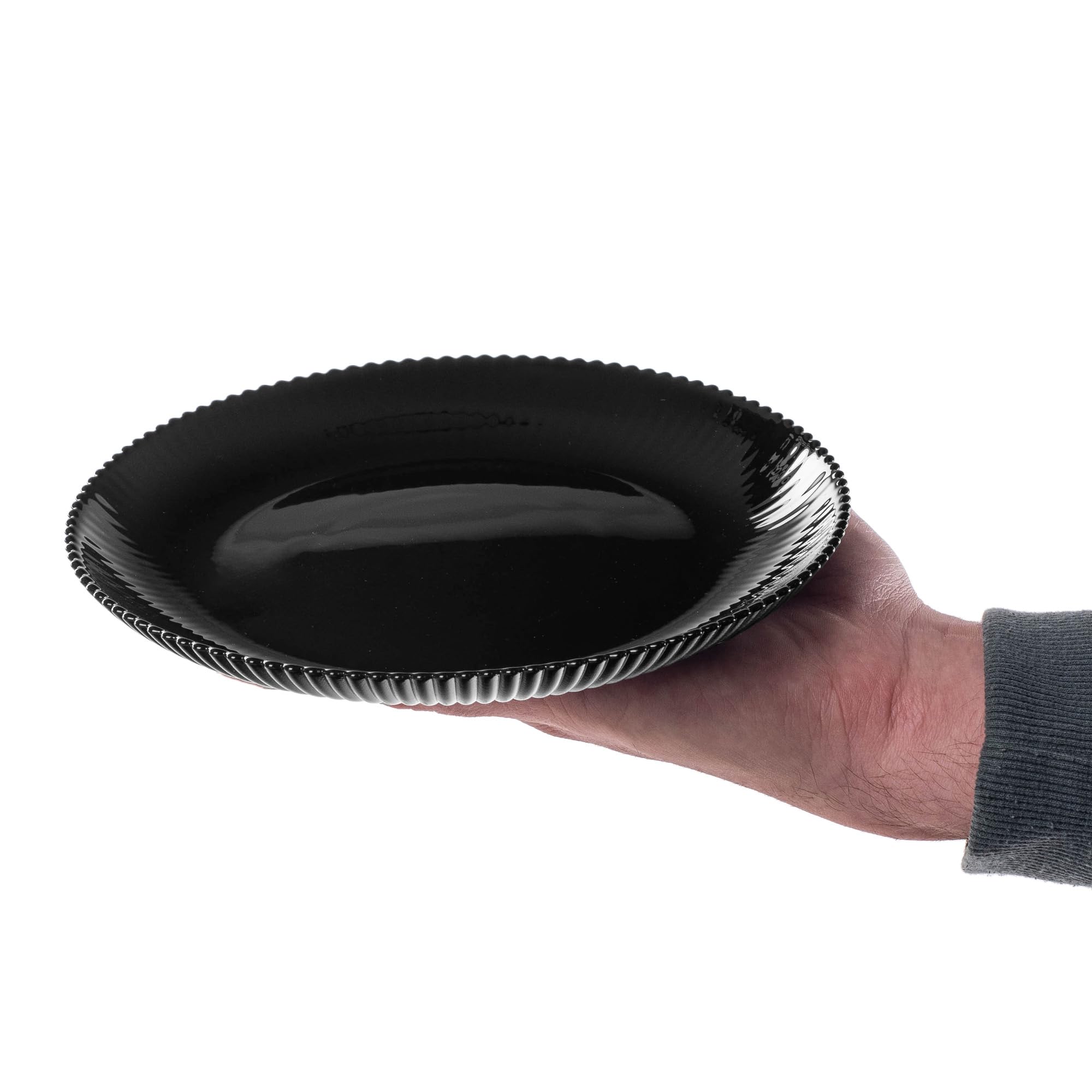KADAX Piatti da dessert 19 cm in set da 6 piatti da colazione in vetro opalino, piatti piccoli per torte, dessert e colazione, lavabili in lavastoviglie (nero)