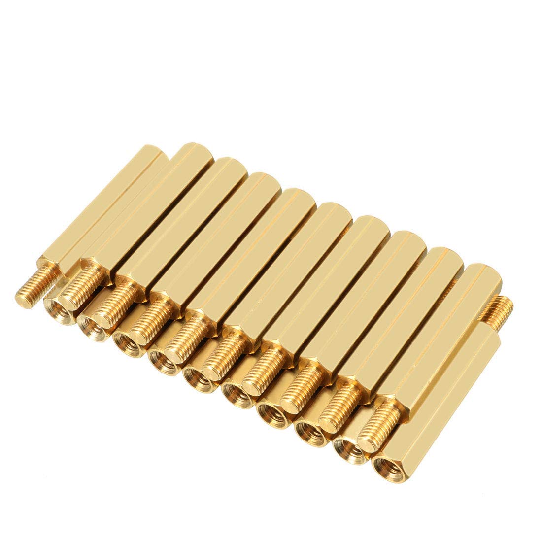 DealMux 20pcs M3 25+6mm Female Male Thread Brass Hex Standoff Spacer Screws PCB Pillar-picture-12