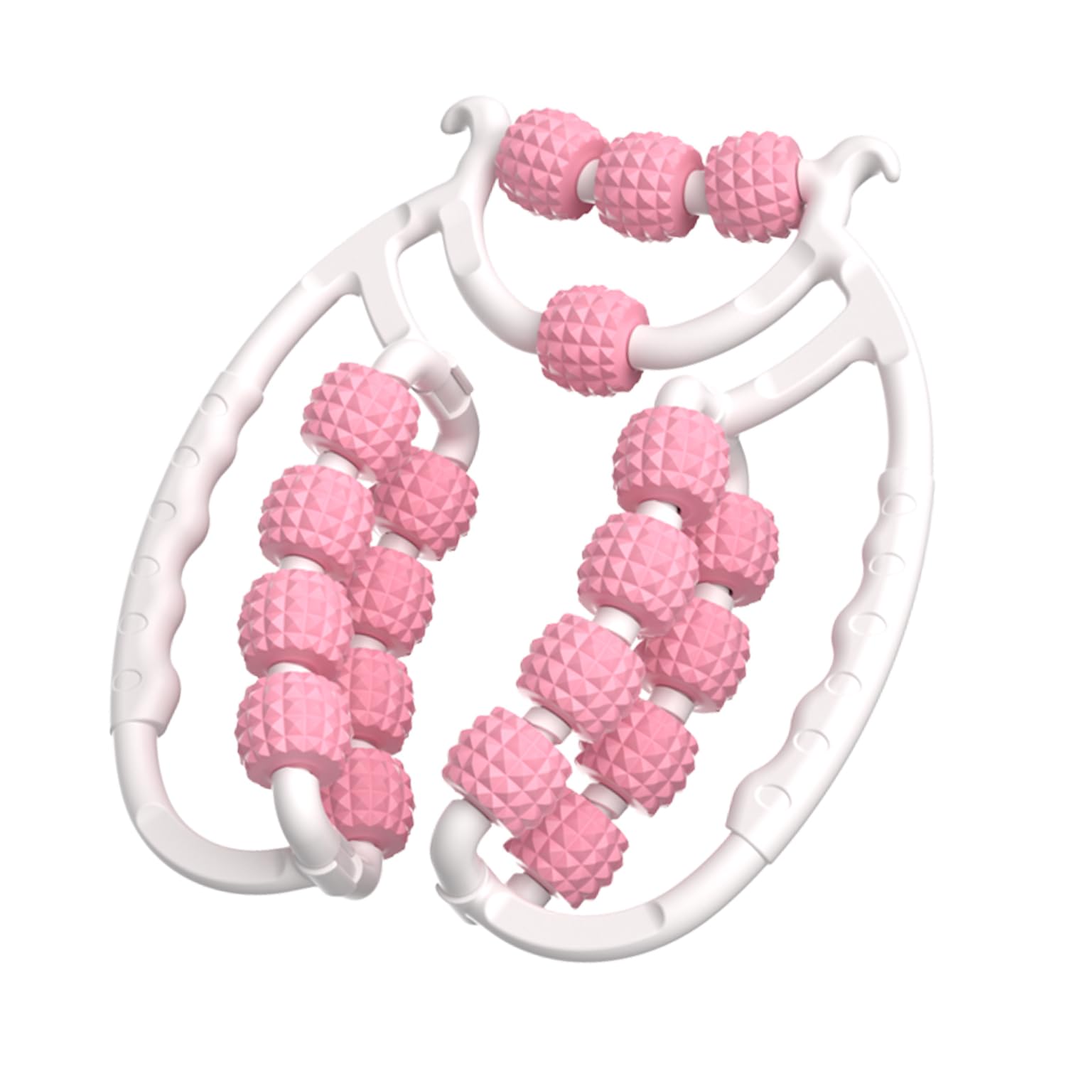 Último diseño Rodillo de piernas, rodillo de masaje de 20 ruedas para piernas, rodillo de celulitis de plástico, rodillo masajeador de celulitis para muslos, herramienta de masaje de celulitis (rosa)