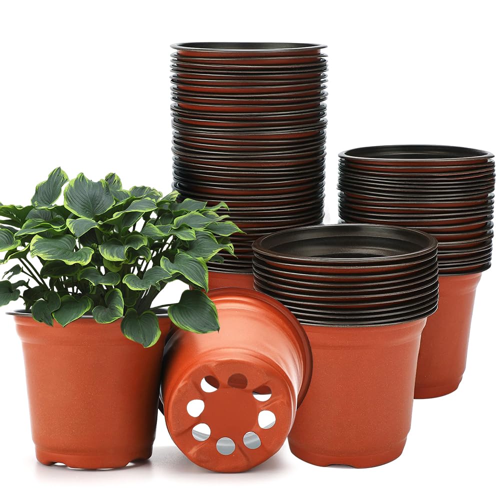 Weciau Brown Plastic Plant Pots, 150 Pcs 8Cm Plant Nursery Pots With Drainage Holes, Lightweight Seedling Pots For Vegetables, Flowers, Herbs, Cuttings, Succulent