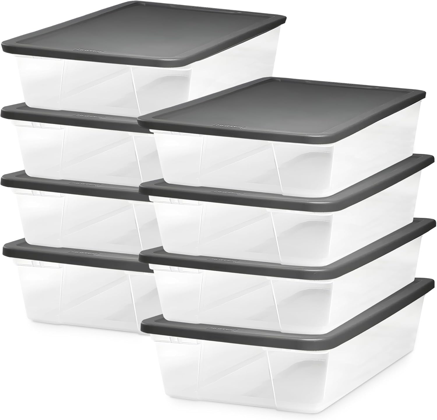HOMZ 8-Pack Snaplock, Large Clear Plastic Storage Organizer Bins w/Lids, 41 Quart, Gray – Stackable Container Boxes for Bedroom, Bathroom, Garage, and Office Organization HOMZ 8-Pack Snaplock, Large Clear Plastic Storage Organizer Bins w/Lids, 41 Quart, Gray – Stackable Container Boxes for Bedroom, Bathroom, Garage, and Office Organization