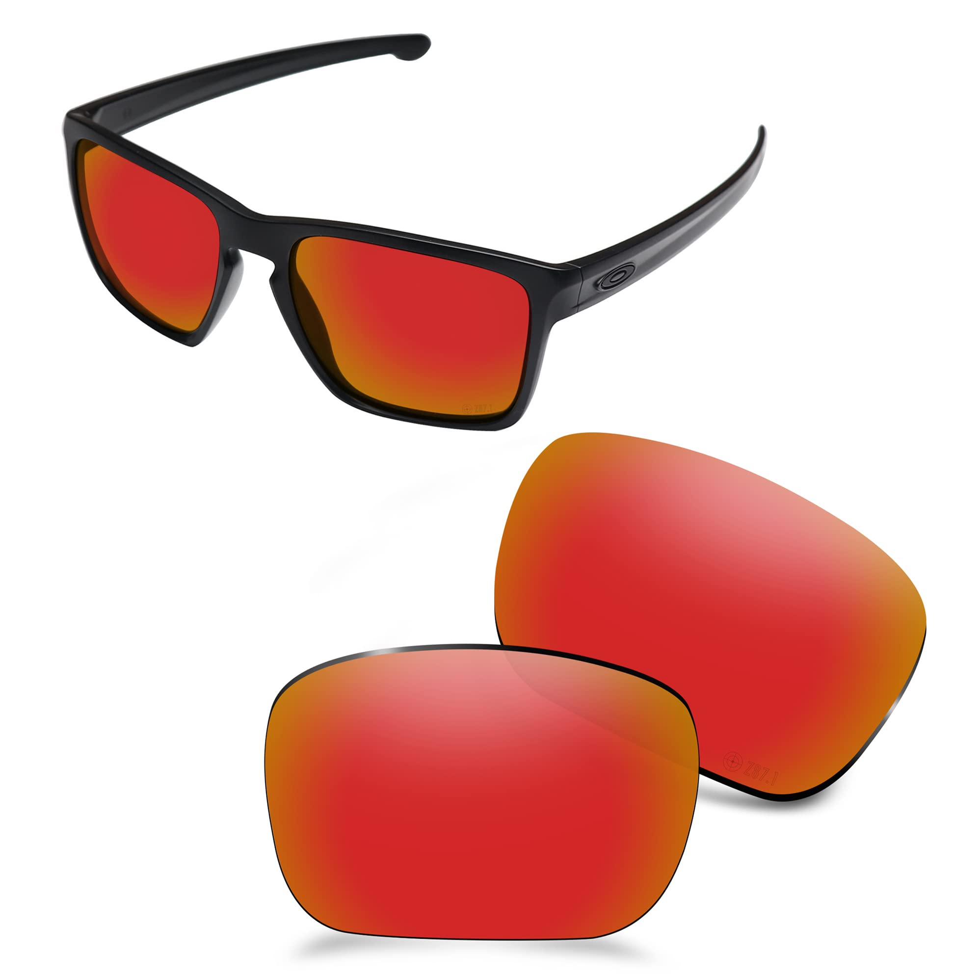 AOZAN ANSI Z87.1 Polarized Replacement Lenses For Oakley Sliver XL Sunglasses - Electric Crimson