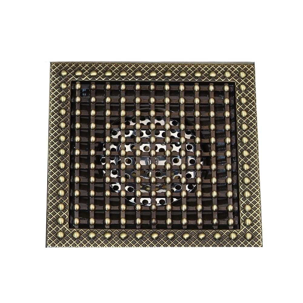 Drainage grates Brass Square Floor Waste Grates Bathroom Shower Drain 15cm Hair Invisible(Floor Drain A)